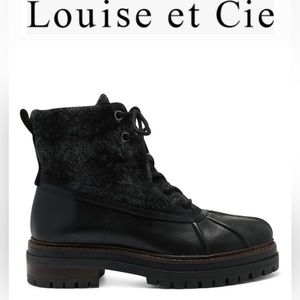 NEW LOUISE ET CIE LO SARNI3 BLACK LEATHER DUCK BOOTS SIZE 9.5